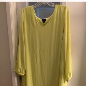 Worthington  Size 1x Neon Yellow Shift dress